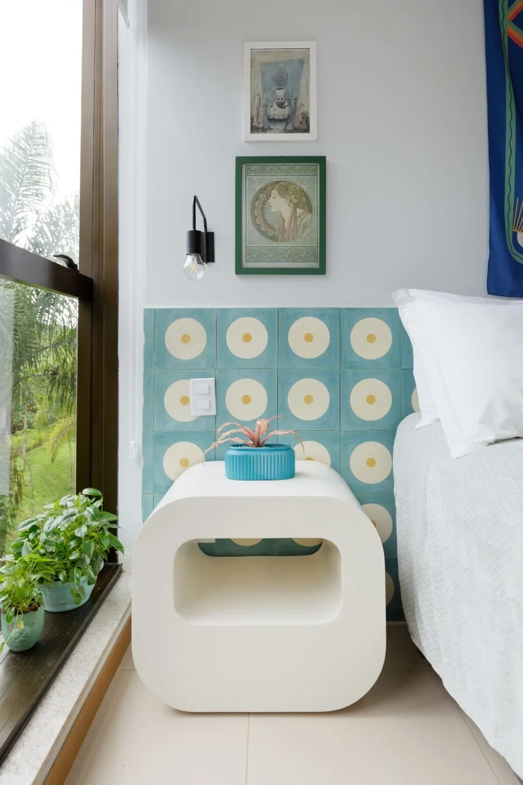 Quarto decorado com ladrilhos hidráulicos da Ladrilharia